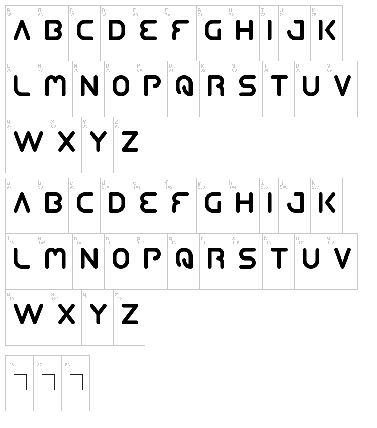 Queen Of The Modern Age font map